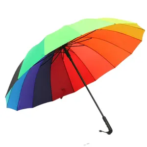 SD Long Handle Automatic Modern Umbrella 16 Bones Rainbow Umbrella Wholesale Straight Strong windproof Wholesale Umbrella