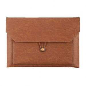 Custom Letter Size <b>A4</b> Leather Document Bag with Button Large Capacity Office <b>File</b> Storage Folder Document <b>File</b> Bag for Business - Product Image 1
