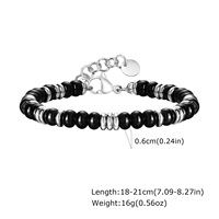 Bracelet perlé pour homme en onyx noir et œil de tigre, bijoux anti-ternissement, cadeaux, bracelet perlé fait main en acier inoxydable