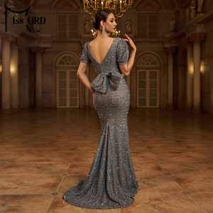 فستان سهرة طويل أنيق أنيق من الترتر بظهر مفتوح من القوس للنساء - Product Image 2