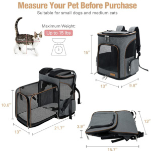 Bền Vững Quadrate Zipper Màu Xám Oxford Pet <span class=keywords><strong>Carrier</strong></span> Back <span class=keywords><strong>Pack</strong></span> Bag - Product Image 6