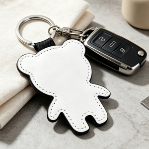 Wholesale Sublimation PU Leather Keychain Blanks DIY Custom Bear Shape Keyring Personalized <b>Keys</b> Organizer for Kid Unisex Gift - Product Image 2