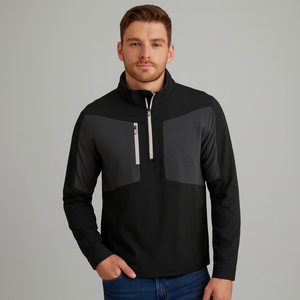 Sweat-shirt à col zippé pour homme, design personnalisé, manches longues, séchage rapide, évacuation de l'humidité, confortable, léger - Product Image 3