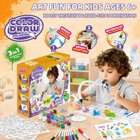 Kit de marqueurs aérographe magiques 3-en-1 pour enfants, lavable, pour peinture par pulvérisation et aquarelle, ensemble d'activités artistiques avec pochoirs