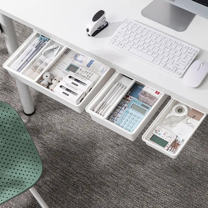 Cakelau — tiroirs auto-adhésifs sous le bureau, Set de rangement pour bureau, chambre à coucher, école et cuisine, pour téléphone, stylos, crayons