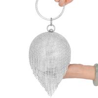 Sacs à main de luxe en diamant pour femmes, nouvelle pochette à paillettes dorées et argentées avec pompon, idéale pour les soirées, mariages, sac de soirée avec motif en pierres