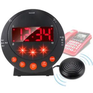 Extra Loud Bed Shaker Telephone Cable Call Reminder Dual Alarm Clock Connect With Landline Phone Vibrating Alarm Clock For Deaf