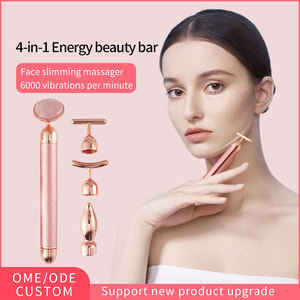 Bâton de massage facial 4-en-1 en or rose, outil de soin de la peau en métal avec têtes interchangeables pour lutter contre le vieillissement et réduire les poches - Product Image 6