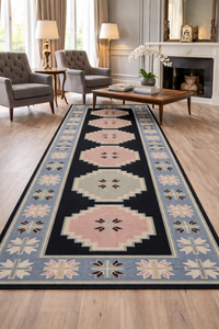 Vintage Style Oushak Handmade <b>Runner</b> <b>Carpet</b> Classic Persian Design Geometric Woven Pattern for Living Room Decor 9x12 for Teens - Product Image 3