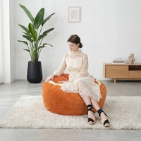 Fauteuil pouf design orange confortable avec housse amovible et lavable pour salon, chambre et balcon