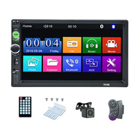 Reproductor MP5 Universal para Auto de 7 Pulgadas con Pantalla Táctil Completa, 2 DIN, Multimedia, Estéreo, Radio FM, Reproductor de Video, USB/TF, Entrada AUX, Cámara Trasera