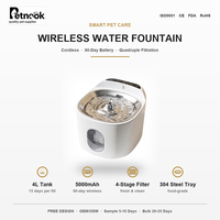 Distributeur d'eau pour animaux de compagnie 4L avec capteur, fontaine à eau automatique pour chat et chien, alimenté par batterie, en fer et plastique, sans fil, sans filtre