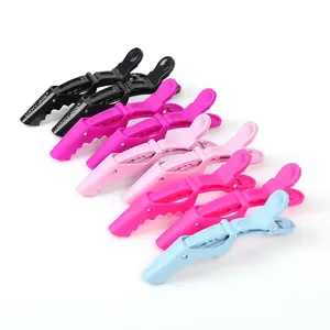 Proveedores de peluquero Salón profesional Accesorios de peluquería Cocodrilo de plástico Super Grip Cocodrilo Sección de cabello Clips Negro