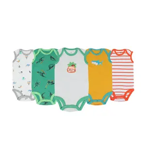 Coloré pour bébé, ensemble de vêtements pour nouveau-né, body 100% coton, sans manches, barboteuse, 5 pièces