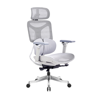 Chaise de bureau ergonomique pivotante à dossier haut en maille, avec appui-tête 4D réglable, accoudoirs 6D, soutien lombaire flexible et siège coulissant, pour la maison