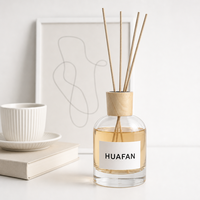 Flacon diffuseur de parfum en verre transparent de luxe 150 ml avec bouchon, conteneur vide pour la décoration intérieure, estampage doré personnalisé