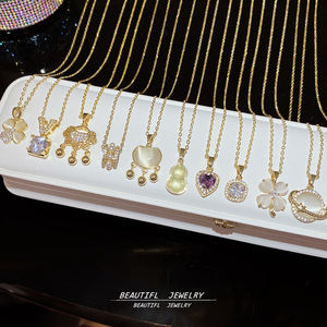 XL014 Oriole Jewelry Women's Everyday Dainty 316L <b>Titanium</b> Stainless Steel 18K Gold Plated Zircon Bamboo Mixed Pendant Necklaces - Product Image 3