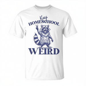 Camiseta Keep Homeschool Weird Raccoon con diseño retro para mamá de homeschooling - Product Image 2