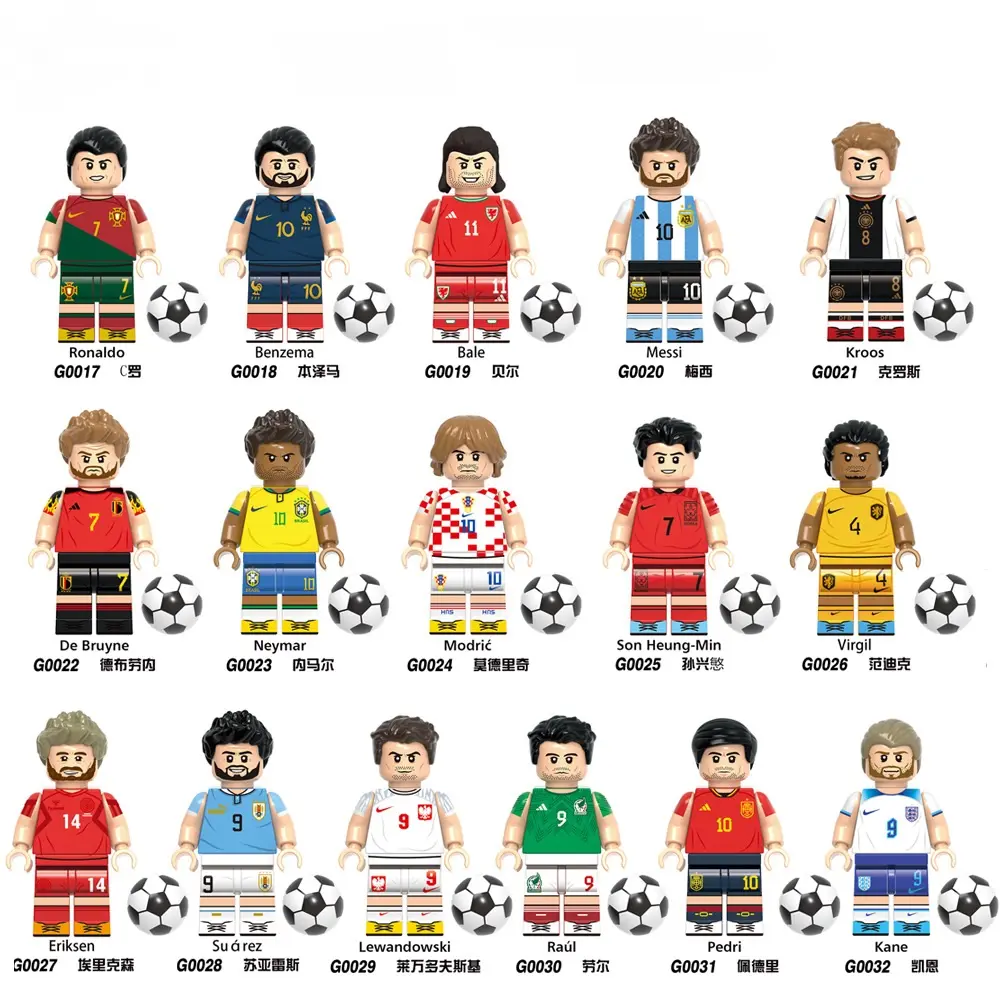 G0103 G0104 Hot Sell Figure Block Football Stars soccer Mini Characters Compatible Bricks Educational Boys Toys