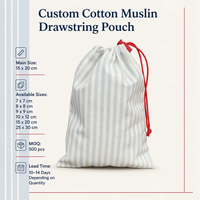 Pochette à cordon en coton mousseline pour bijoux sur mesure de luxe, pochettes cadeaux en coton, emballage pour bijoux, sac pour l'affichage des bijoux