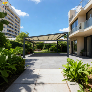 Kits de techo de apertura de <span class=keywords><strong>policarbonato</strong></span> de pérgola de doble <span class=keywords><strong>persiana</strong></span> retráctil eléctrica para exteriores Hanrui con kits de toldo de Marco recubierto de polvo - Product Image 3