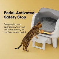 Litière pour chat autonettoyante PETPIVOT AS12 Lite, fonctionnement sans tracas à brancher, grande conception anti-éclaboussures à ouverture supérieure, facile à nettoyer