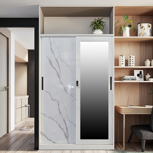 Tủ quần áo hiện đại thiết kế in ấn tùy chỉnh, chất liệu thép, độc lập, có 2 cánh trượt, dùng cho phòng ngủ và phòng khách - Product Image 1