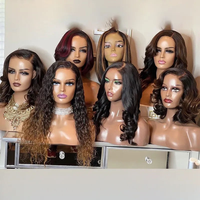 Perruques en cheveux humains vietnamiens doublement tirés, densité 300, perruque frontale en dentelle HD, perruque courte droite SDD pour femmes noires