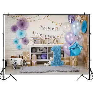 Photography backdrop newborn 1st birthday party decoration background for photo studio balloons vinyl floor photographic video