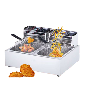 Friteuse électrique commerciale grande capacité avec deux bacs, équipement de cuisine en acier inoxydable - Product Image 1