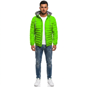 Blouson d'hiver chaud en toile matelassée pour homme avec logo personnalisé, livraison rapide, coupe-vent décontracté à fermeture éclair, style urbain - Product Image 1