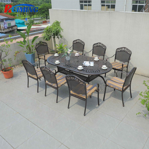 Ensemble de salle à manger d'extérieur moderne 8 places en fonte d'aluminium <span class=keywords><strong>Table</strong></span> et <span class=keywords><strong>chaises</strong></span> ovales légères pour meubles de jardin parc hôtel restaurant - Product Image 3