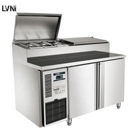 Table de préparation en acier inoxydable de bonne qualité, banc congélateur, réfrigérateur de préparation de pizzas, refroidissement par air, 3 portes, commande numérique, dégivrage automatique