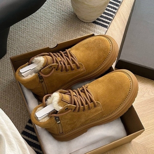 2024 Custom Design Genuine Leather Men's Ankle <b>Boots</b> High Quality Snow <b>Boots</b> Double <b>Zipper</b> Fashionable Yellow Ankle Winter - Product Image 2