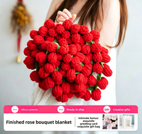 Handgestrickter Blumenüberwurf mit Rosenmuster, Polyester/Wolle-Material, Ganzjahres-Schal, Ideales Valentinstagsgeschenk für Sie