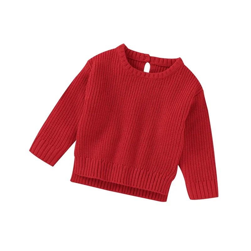 Mimixiong เสื้อกันหนาวสำหรับเด็ก,เสื้อกันหนาวแบบสวมศีรษะแขนยาวสีแดงด้านหลังยาวผ้าฝ้าย100%