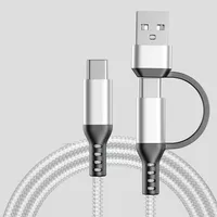 Kabel Data & Pengisian Daya 2-in-1 PD 60W Dual-port USB + Type C ke Type C a ke Type-C Braided untuk Ponsel 17 16 15