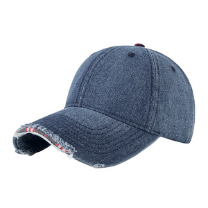 หมวกเบสบอลผ้าเดนิม ยูนิเซ็กส์ สีพื้น ผ้าฝ้าย ป้องกันแสงแดด - Product Image 1