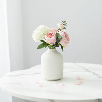 ARM LVG Ensemble de 3 vases en céramique blanche, élégants et minimalistes, en porcelaine, à motif floral, pour la décoration intérieure, style nordique, texture crème subtile