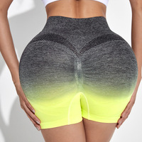 Legging de yoga taille haute sans couture en Spandex/Nylon, style court, effet push-up, dégradé de couleurs, couleur unie