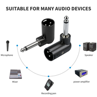 Adaptateur audio non équilibré 90 degrés à angle droit, XLR mâle 3 broches vers TS 1/4" / 6,35 mm pour microphone et table de mixage