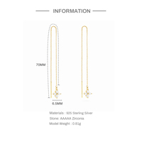 925 Sterling Silber Blumen-Diamant Lange Kette Tropfen-Quaste 18K Vergoldete Zirkon Durchzieher-Ohrstecker