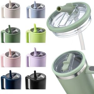 Lot de 2 couvercles de rechange pour gobelet Stanley Quencher de 40 oz avec paille rabattable, anti-fuite et réutilisables - Product Image 1