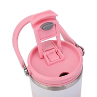 Bouteille d'eau isotherme en acier inoxydable de 30 oz, sans BPA, écologique, avec paille et poignée portable, vente en gros ZB