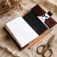 Housse de carnet en cuir de vachette vintage Boshiho avec porte-stylos, résistante à l'usure, réutilisable, pour cadeau de bureau