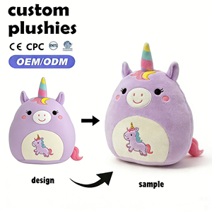 Peluche licorne brodée personnalisée, super douce, extensible, anti-stress, câlin, cadeau d'anniversaire pour l'anxiété - Product Image 1
