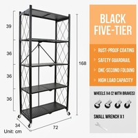Étagère pliable en métal robuste avec protection contre la corrosion, 3 niveaux, capacité de charge de 30 kg, pour la maison, la cuisine, le garage, le rangement