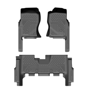 Accessoires de voiture, tapis de sol de voiture en TPE imperméables et antidérapants, motif géométrique de luxe, 3 pièces, ensemble complet, pédale 5D Max Matting, 1 an - Product Image 1