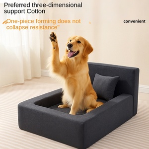 Abnehmbares Waschbares Umweltfreundliches Wasserdichtes Indoor-Haustierbett Katzen- und Hundebett mit Rückenlehne Rechteckiges Bett Solides Stoffnest Sommer Winter - Product Image 2