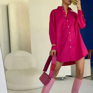 2023 Trend ing Kleidung Casual Overs ize Pink Fashion Blue Tops Baumwolle Langarm Loose Shirt Office Elegante Damen blusen